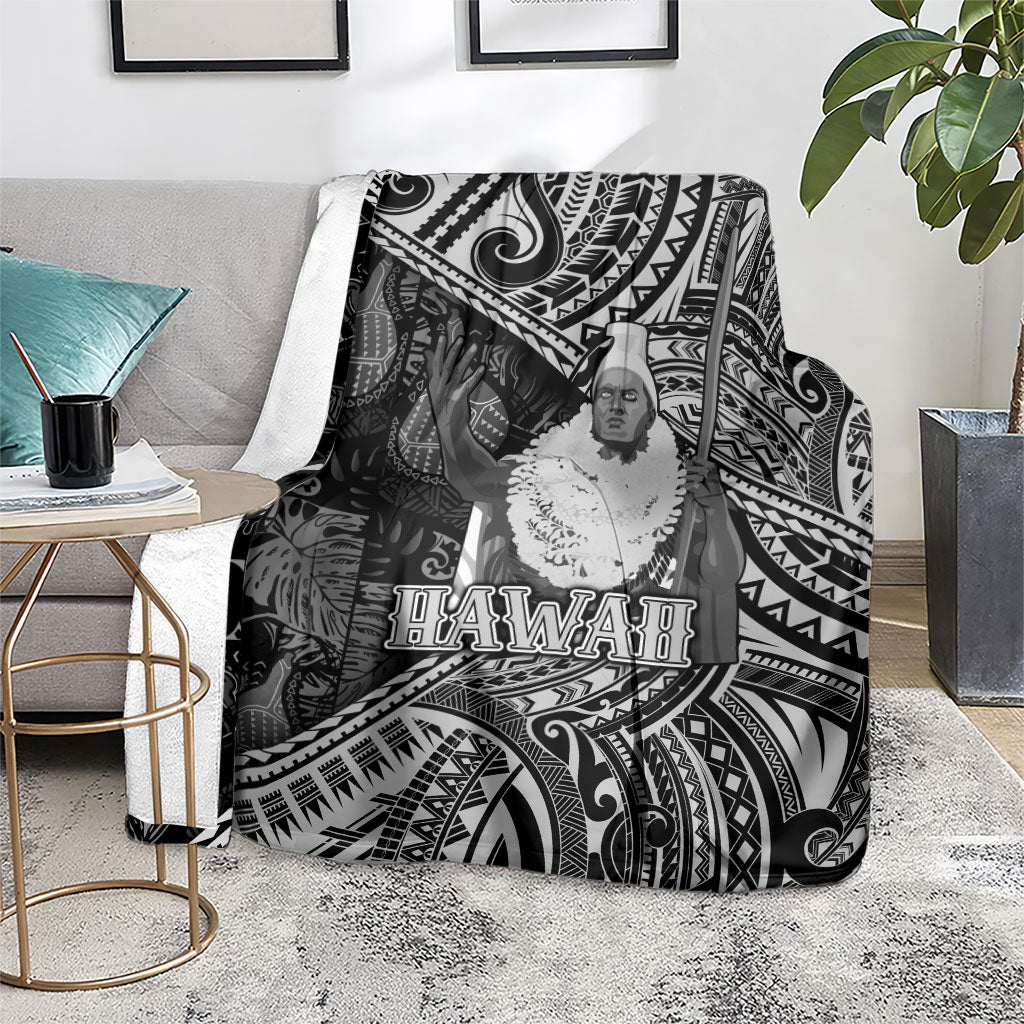 Hawaii King Kamehameha Blanket With Hawaiian Ipu Motifs Black Version LT05 - Polynesian Pride