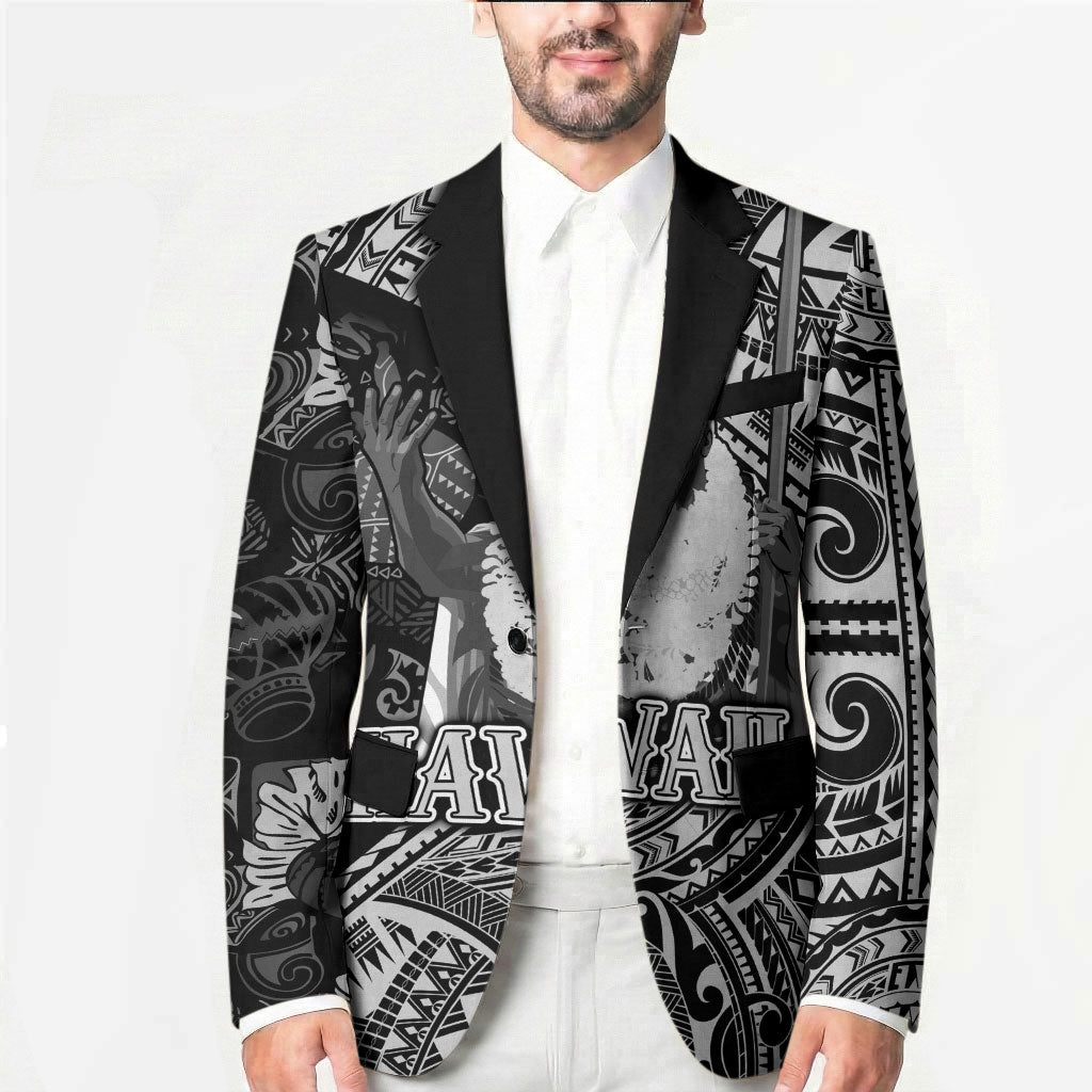 Hawaii King Kamehameha Blazer With Hawaiian Ipu Motifs Black Version LT05 - Polynesian Pride