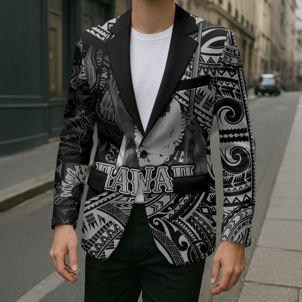 Hawaii King Kamehameha Blazer With Hawaiian Ipu Motifs Black Version LT05 - Polynesian Pride