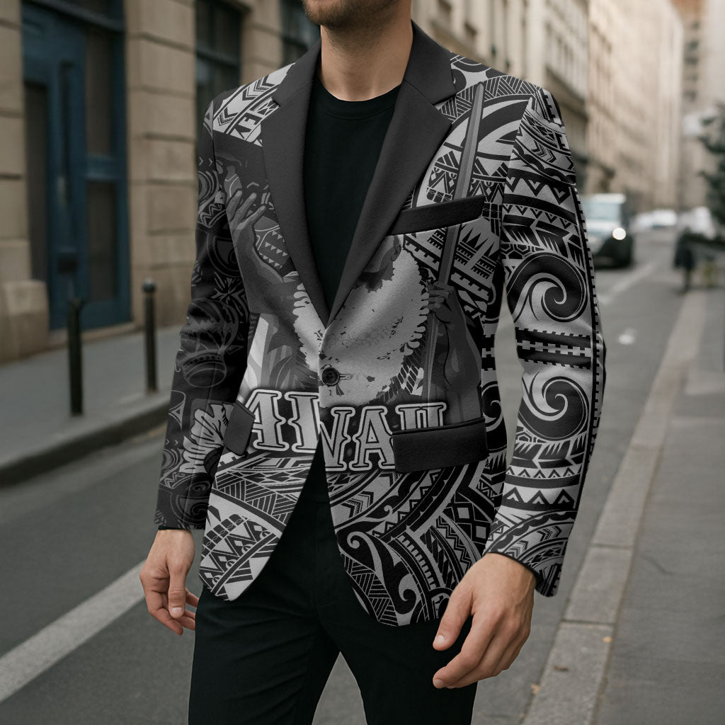 Hawaii King Kamehameha Blazer With Hawaiian Ipu Motifs Black Version LT05 - Polynesian Pride