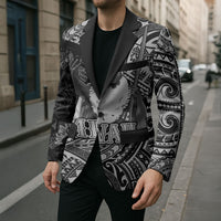 Hawaii King Kamehameha Blazer With Hawaiian Ipu Motifs Black Version LT05 - Polynesian Pride