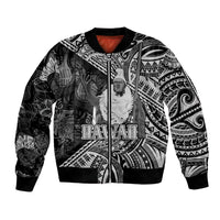 Hawaii King Kamehameha Bomber Jacket With Hawaiian Ipu Motifs Black Version LT05 Unisex Black - Polynesian Pride