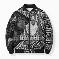 Hawaii King Kamehameha Bomber Puffer Jacket With Hawaiian Ipu Motifs Black Version