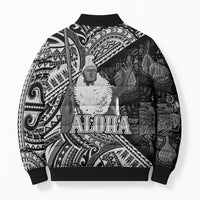 Hawaii King Kamehameha Bomber Puffer Jacket With Hawaiian Ipu Motifs Black Version