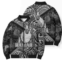 Hawaii King Kamehameha Bomber Puffer Jacket With Hawaiian Ipu Motifs Black Version