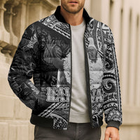 Hawaii King Kamehameha Bomber Puffer Jacket With Hawaiian Ipu Motifs Black Version