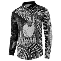 Hawaii King Kamehameha Button Sweatshirt With Hawaiian Ipu Motifs Black Version LT05 - Polynesian Pride