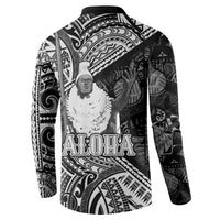 Hawaii King Kamehameha Button Sweatshirt With Hawaiian Ipu Motifs Black Version LT05 - Polynesian Pride
