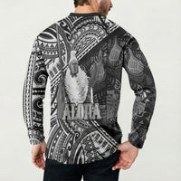 Hawaii King Kamehameha Button Sweatshirt With Hawaiian Ipu Motifs Black Version LT05 - Polynesian Pride