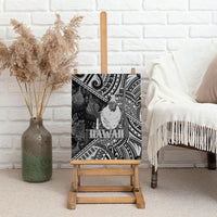 Hawaii King Kamehameha Canvas Wall Art With Hawaiian Ipu Motifs Black Version LT05 - Polynesian Pride