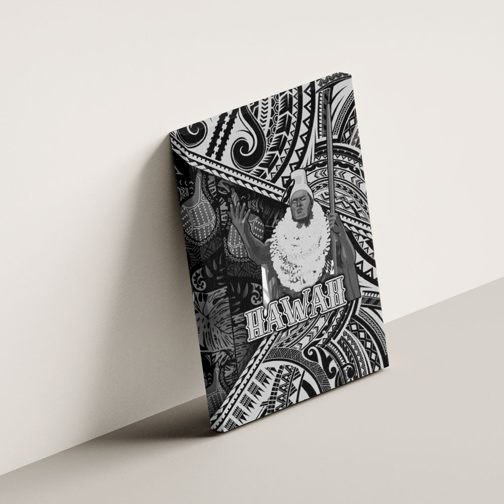 Hawaii King Kamehameha Canvas Wall Art With Hawaiian Ipu Motifs Black Version LT05 - Polynesian Pride