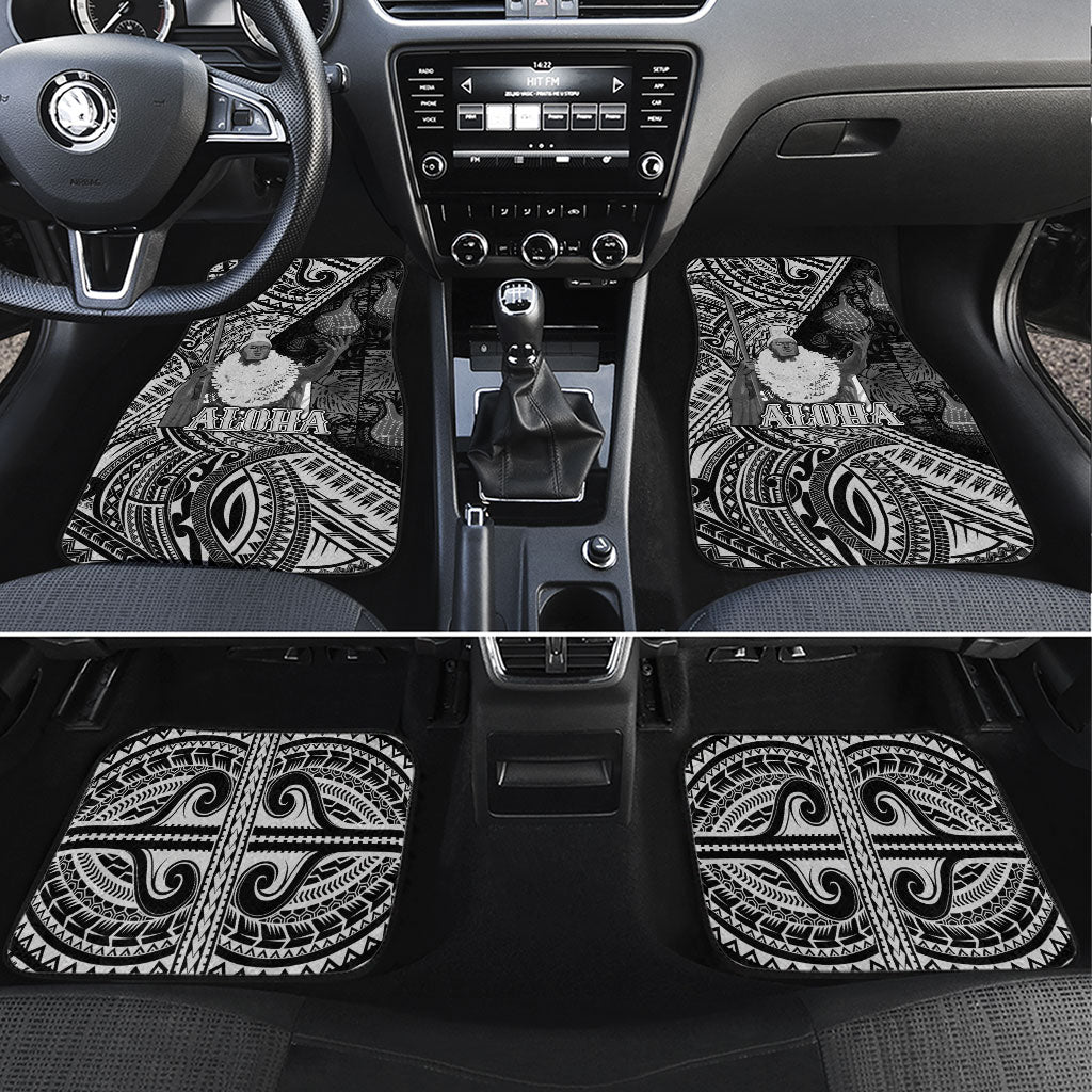 Hawaii King Kamehameha Car Mats With Hawaiian Ipu Motifs Black Version LT05 Set 4pcs Black - Polynesian Pride