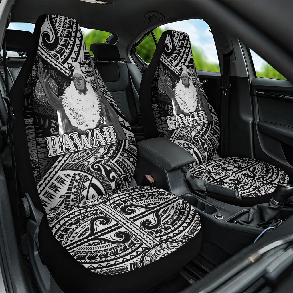 Hawaii King Kamehameha Car Seat Cover With Hawaiian Ipu Motifs Black Version LT05 One Size Black - Polynesian Pride