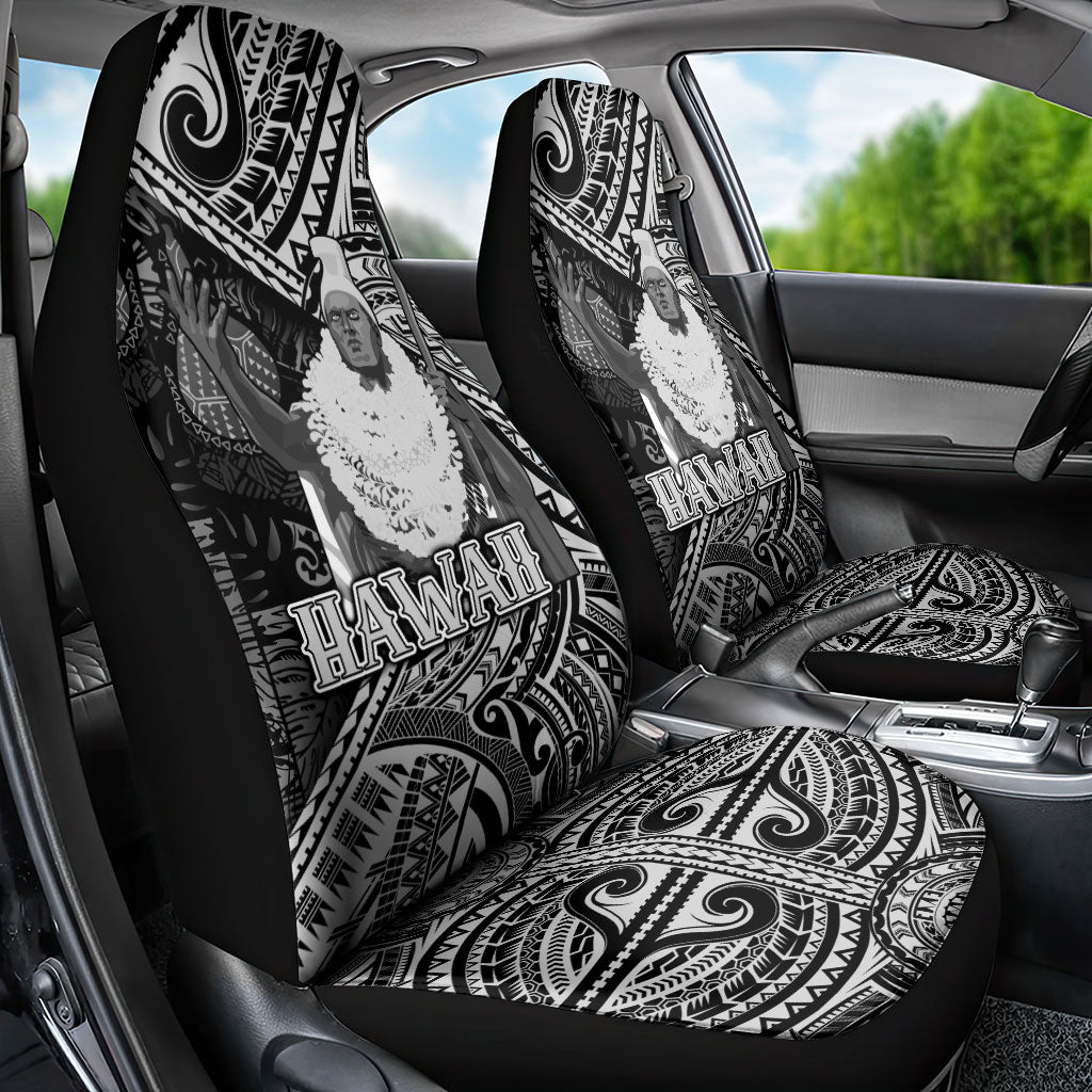 Hawaii King Kamehameha Car Seat Cover With Hawaiian Ipu Motifs Black Version LT05 - Polynesian Pride