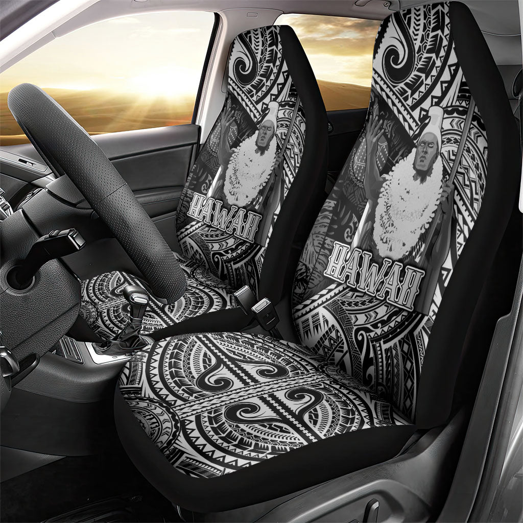 Hawaii King Kamehameha Car Seat Cover With Hawaiian Ipu Motifs Black Version LT05 - Polynesian Pride