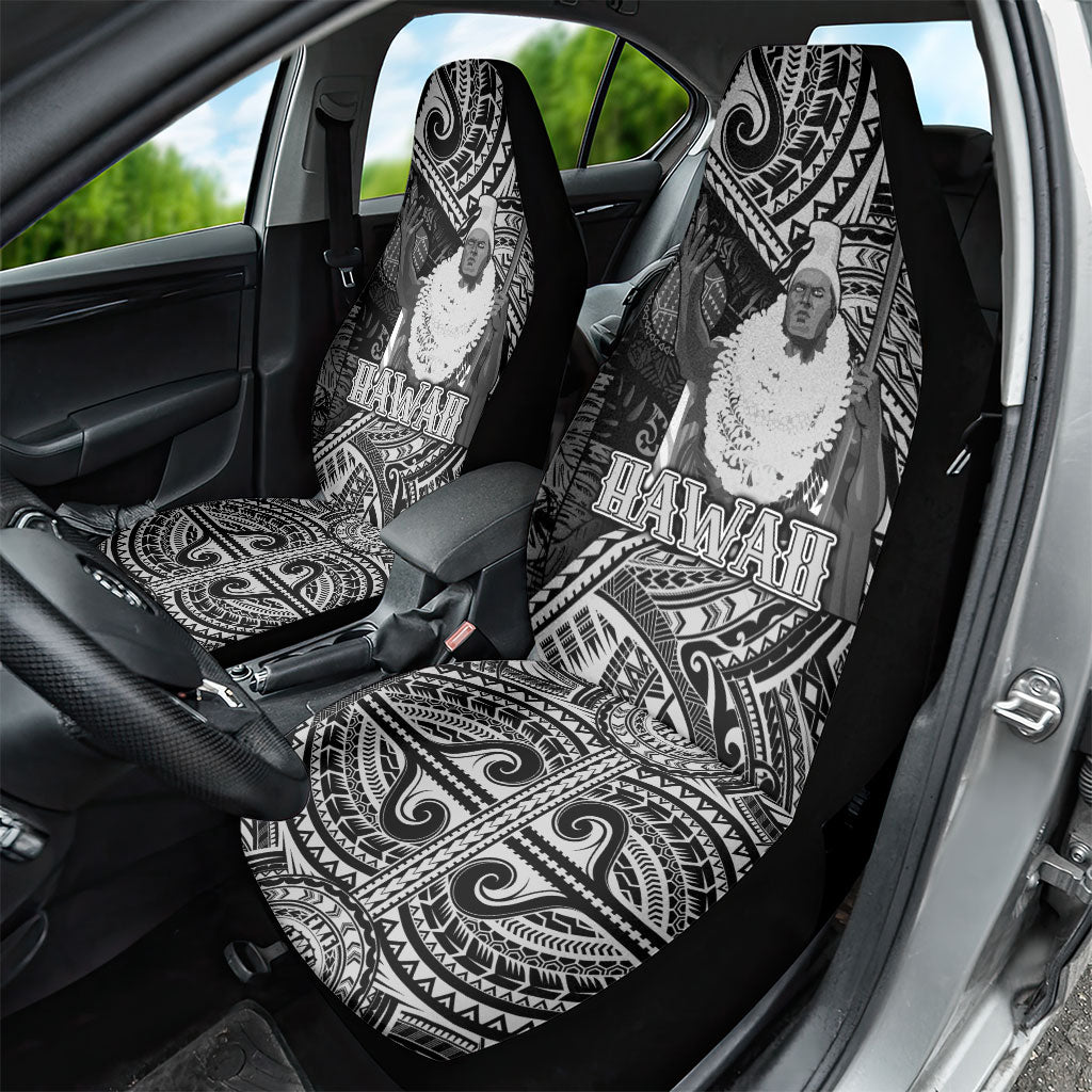 Hawaii King Kamehameha Car Seat Cover With Hawaiian Ipu Motifs Black Version LT05 - Polynesian Pride