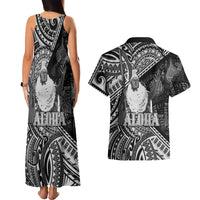 Hawaii King Kamehameha Couples Matching Tank Maxi Dress and Hawaiian Shirt With Hawaiian Ipu Motifs Black Version