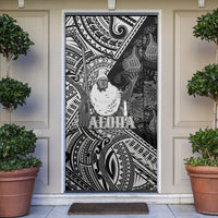 Hawaii King Kamehameha Door Cover With Hawaiian Ipu Motifs Black Version LT05 Black - Polynesian Pride
