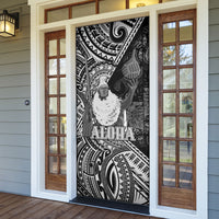 Hawaii King Kamehameha Door Cover With Hawaiian Ipu Motifs Black Version LT05 - Polynesian Pride