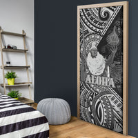 Hawaii King Kamehameha Door Cover With Hawaiian Ipu Motifs Black Version LT05 - Polynesian Pride
