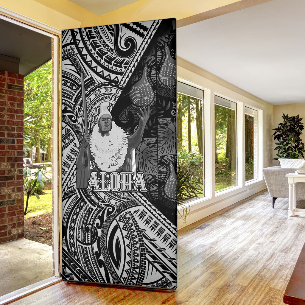 Hawaii King Kamehameha Door Cover With Hawaiian Ipu Motifs Black Version LT05 - Polynesian Pride