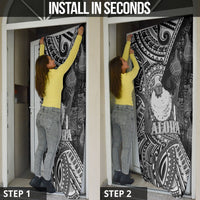 Hawaii King Kamehameha Door Cover With Hawaiian Ipu Motifs Black Version LT05 - Polynesian Pride