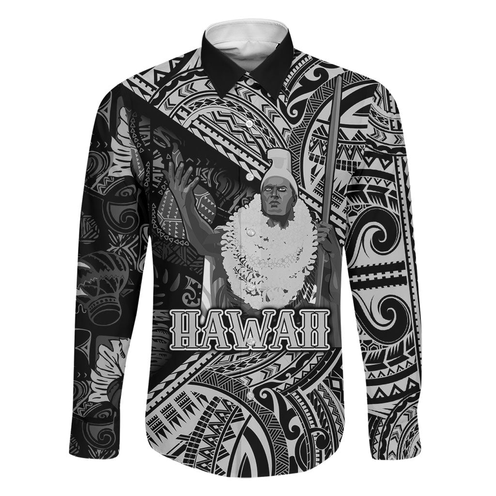 Hawaii King Kamehameha Family Matching Short Sleeve Bodycon Dress and Hawaiian Shirt With Hawaiian Ipu Motifs Black Version