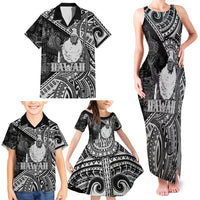Hawaii King Kamehameha Family Matching Tank Maxi Dress and Hawaiian Shirt With Hawaiian Ipu Motifs Black Version