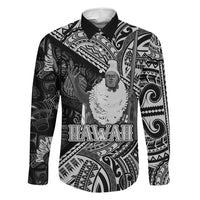 Hawaii King Kamehameha Family Matching Tank Maxi Dress and Hawaiian Shirt With Hawaiian Ipu Motifs Black Version
