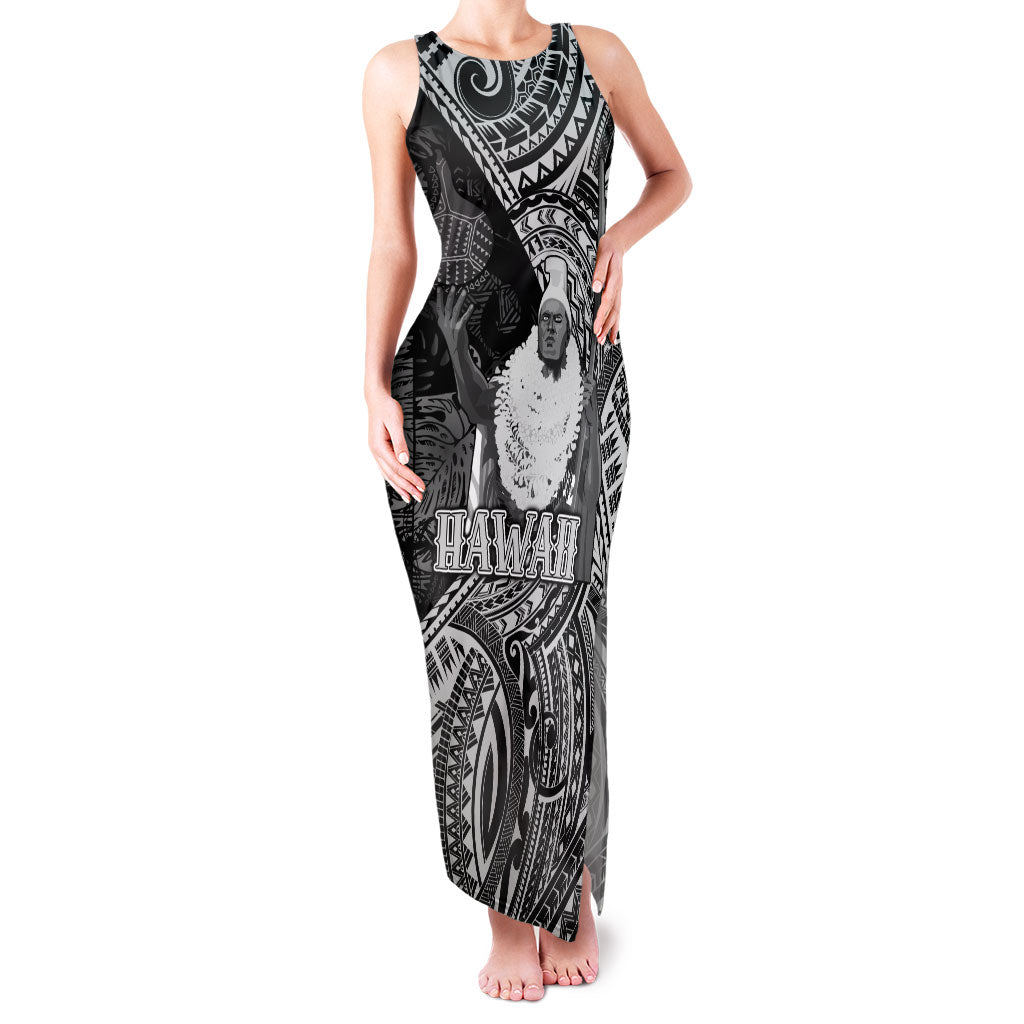 Hawaii King Kamehameha Family Matching Tank Maxi Dress and Hawaiian Shirt With Hawaiian Ipu Motifs Black Version