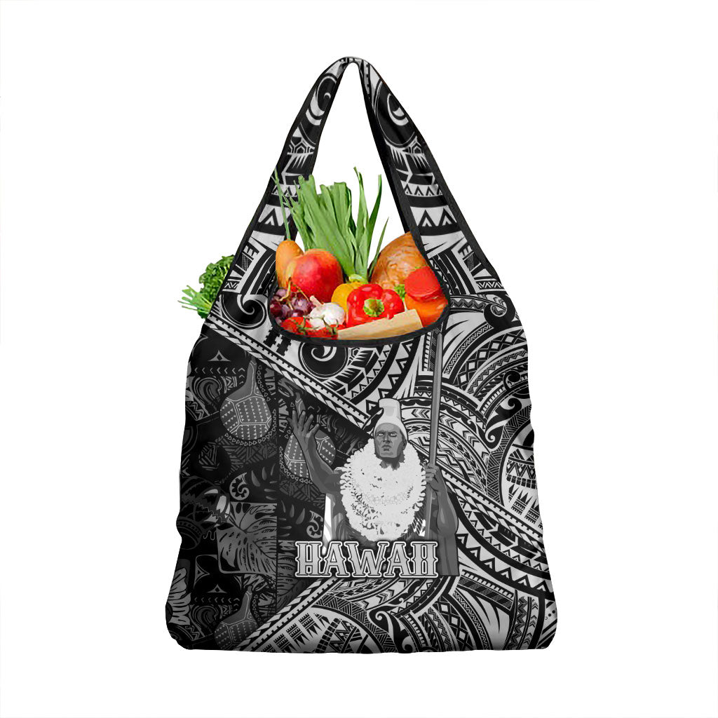 Hawaii King Kamehameha Grocery Bag With Hawaiian Ipu Motifs Black Version LT05 1-pack One Size Black - Polynesian Pride