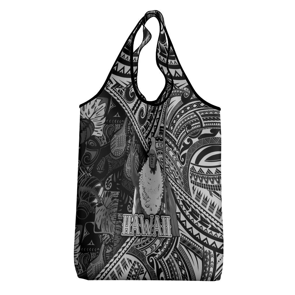 Hawaii King Kamehameha Grocery Bag With Hawaiian Ipu Motifs Black Version LT05 - Polynesian Pride