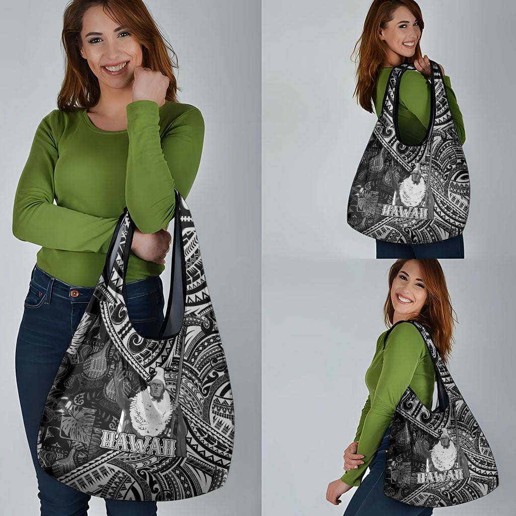 Hawaii King Kamehameha Grocery Bag With Hawaiian Ipu Motifs Black Version LT05 - Polynesian Pride