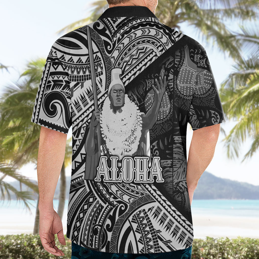 Hawaii King Kamehameha Hawaiian Shirt With Hawaiian Ipu Motifs Black Version