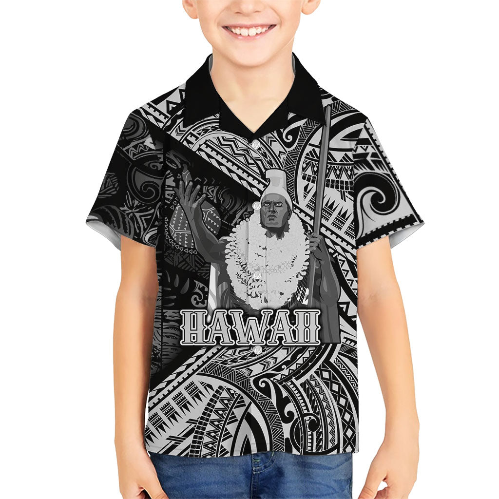 Hawaii King Kamehameha Hawaiian Shirt With Hawaiian Ipu Motifs Black Version