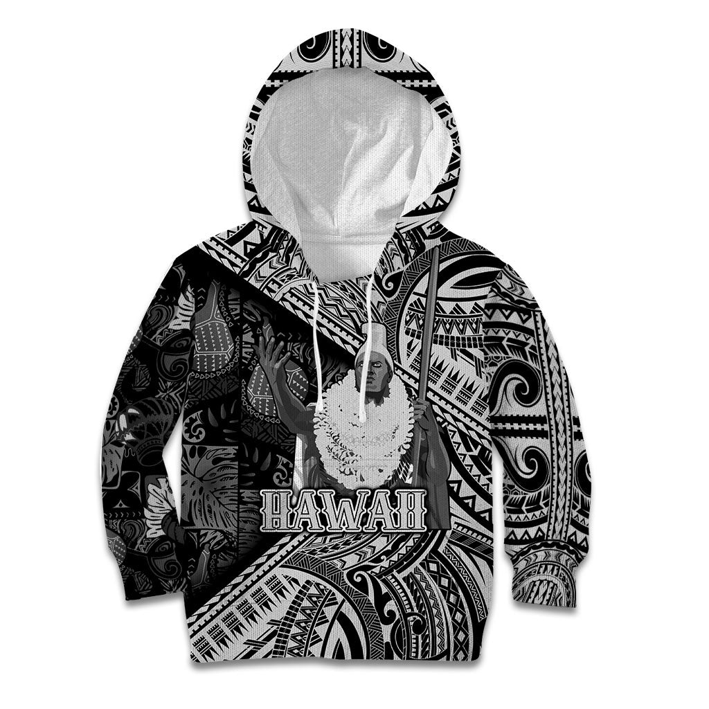 Hawaii King Kamehameha Kid Hoodie With Hawaiian Ipu Motifs Black Version LT05 Hoodie Black - Polynesian Pride