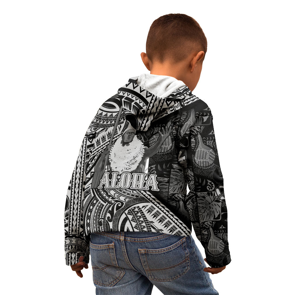 Hawaii King Kamehameha Kid Hoodie With Hawaiian Ipu Motifs Black Version LT05 - Polynesian Pride
