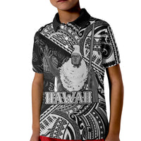 Hawaii King Kamehameha Kid Polo Shirt With Hawaiian Ipu Motifs Black Version LT05 Kid Black - Polynesian Pride