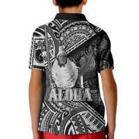 Hawaii King Kamehameha Kid Polo Shirt With Hawaiian Ipu Motifs Black Version LT05 - Polynesian Pride