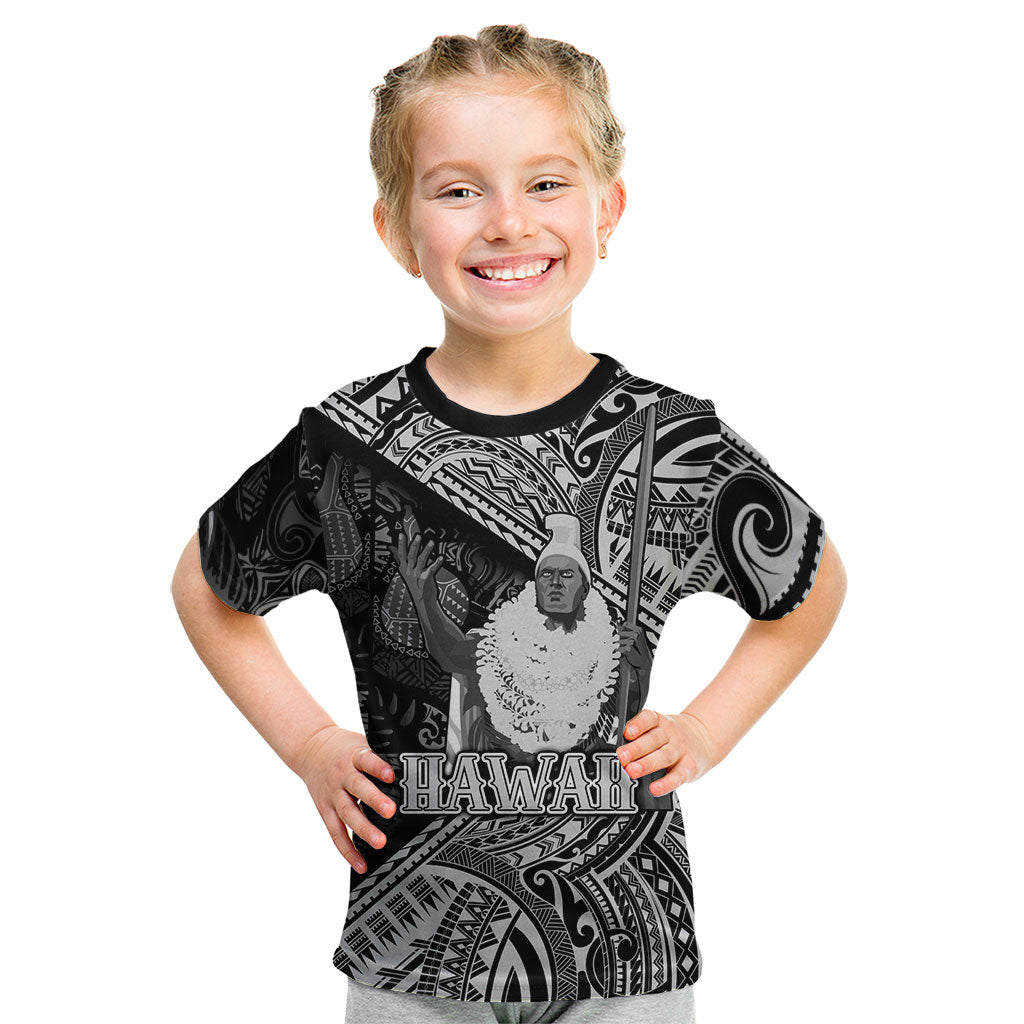 Hawaii King Kamehameha Kid T Shirt With Hawaiian Ipu Motifs Black Version LT05 Black - Polynesian Pride