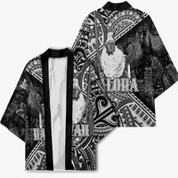 Hawaii King Kamehameha Kimono With Hawaiian Ipu Motifs Black Version LT05 - Polynesian Pride