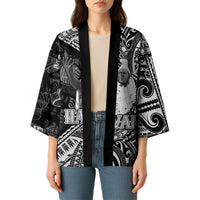 Hawaii King Kamehameha Kimono With Hawaiian Ipu Motifs Black Version LT05 - Polynesian Pride