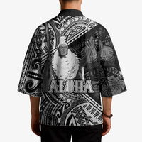 Hawaii King Kamehameha Kimono With Hawaiian Ipu Motifs Black Version LT05 - Polynesian Pride