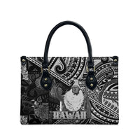 Hawaii King Kamehameha Leather Bag With Hawaiian Ipu Motifs Black Version LT05 - Polynesian Pride