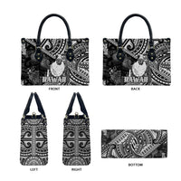 Hawaii King Kamehameha Leather Bag With Hawaiian Ipu Motifs Black Version LT05 - Polynesian Pride