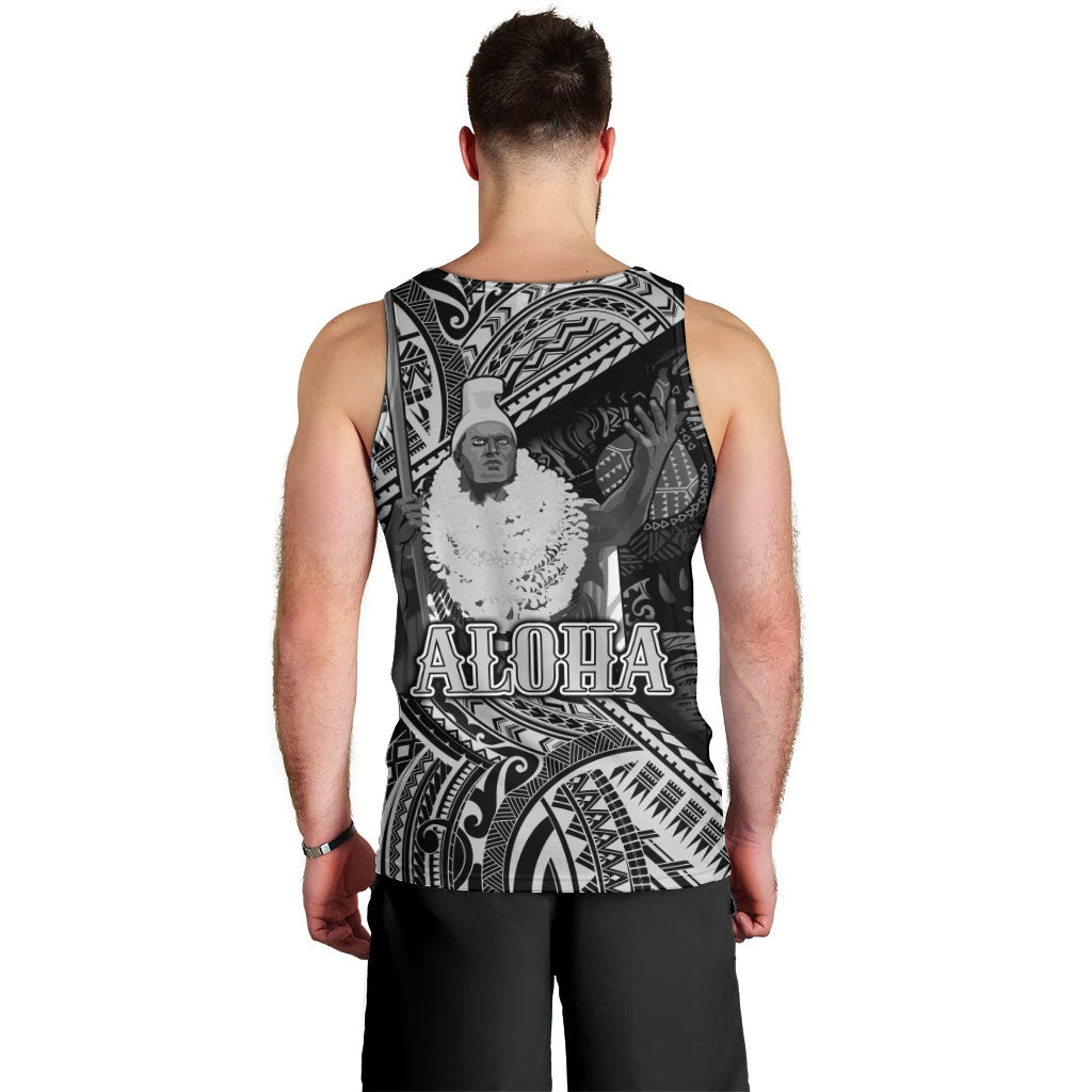 Hawaii King Kamehameha Men Tank Top With Hawaiian Ipu Motifs Black Version LT05 - Polynesian Pride