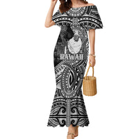 Hawaii King Kamehameha Mermaid Dress With Hawaiian Ipu Motifs Black Version LT05 Women Black - Polynesian Pride