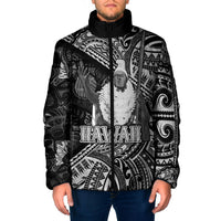 Hawaii King Kamehameha Padded Jacket With Hawaiian Ipu Motifs Black Version LT05 Men Black - Polynesian Pride