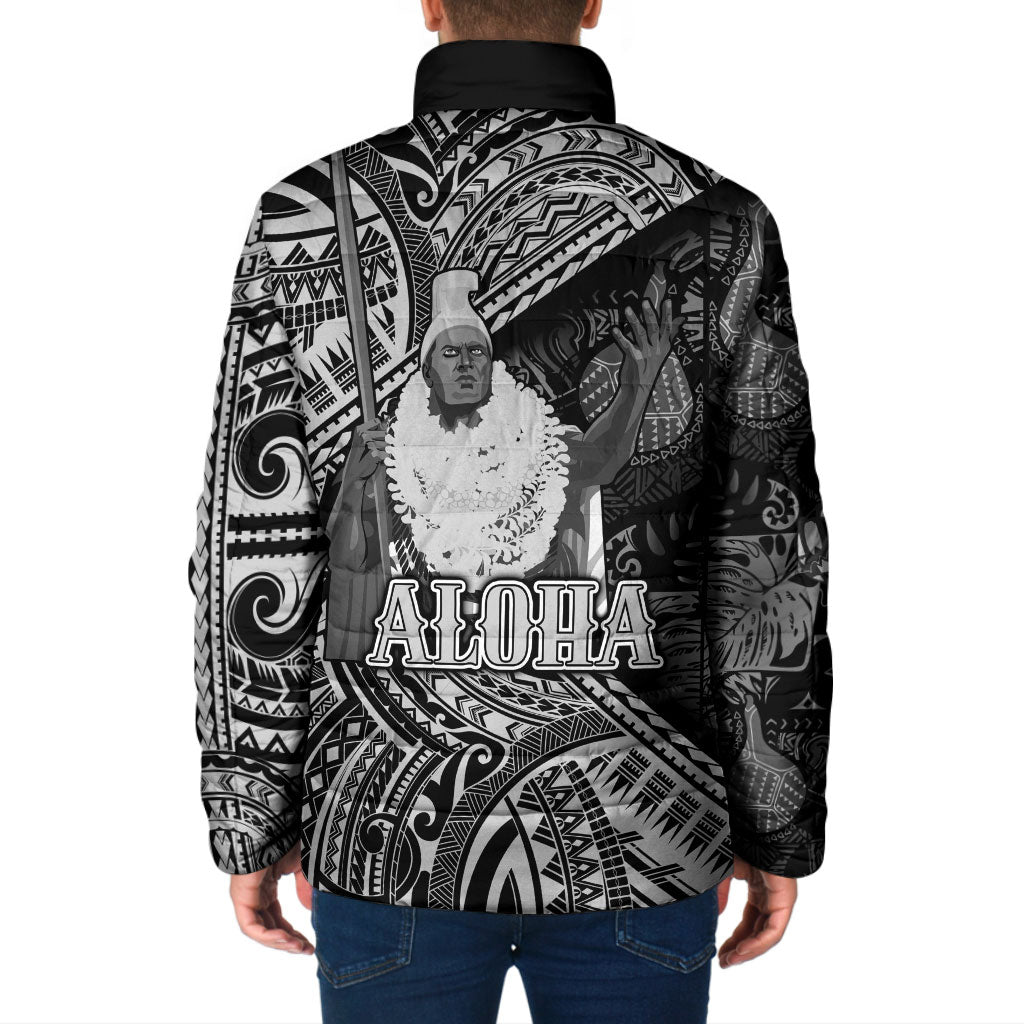 Hawaii King Kamehameha Padded Jacket With Hawaiian Ipu Motifs Black Version LT05 - Polynesian Pride