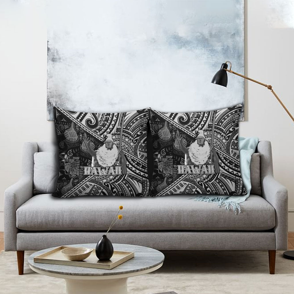 Hawaii King Kamehameha Pillow Cover With Hawaiian Ipu Motifs Black Version LT05 - Polynesian Pride